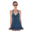 Leatherette 2 Blue Halter Dress Swimsuit  View1