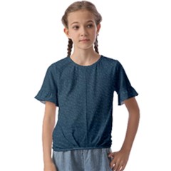 Leatherette 2 Blue Kids  Cuff Sleeve Scrunch Bottom Tee