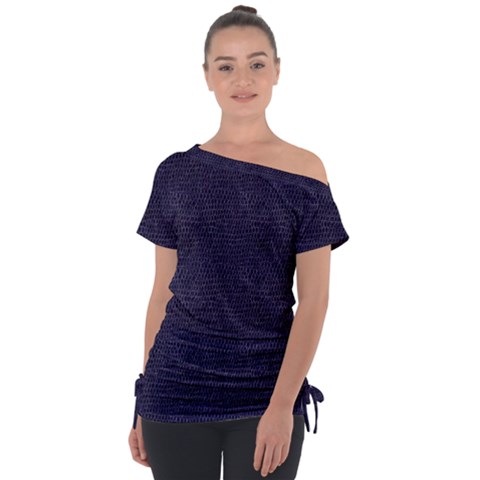 Leatherette 3 Off Shoulder Tie-up Tee by skindeep