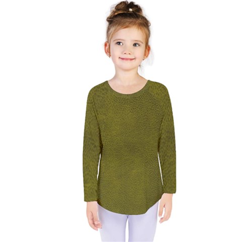 Leatherette 6 Green Kids  Long Sleeve Tee by skindeep