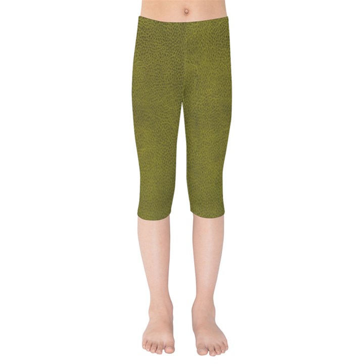 Leatherette 6 Green Kids  Capri Leggings 