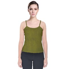 Leatherette 6 Green Velvet Spaghetti Strap Top by skindeep