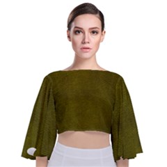 Leatherette 6 Green Tie Back Butterfly Sleeve Chiffon Top by skindeep