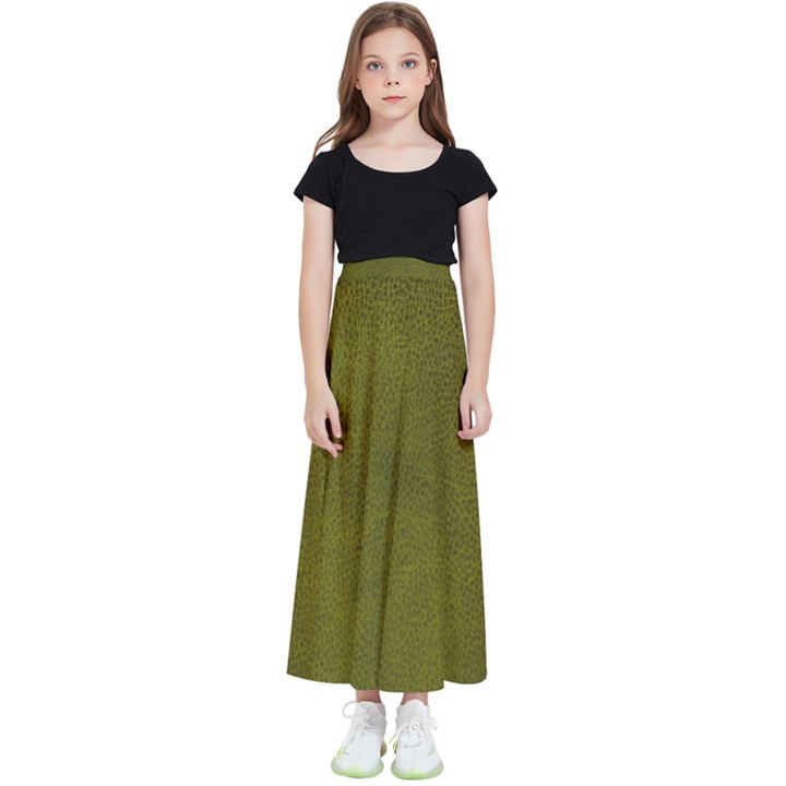 Leatherette 6 Green Kids  Flared Maxi Skirt