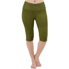 Leatherette 6 Green Lightweight Velour Cropped Yoga Leggings by skindeep