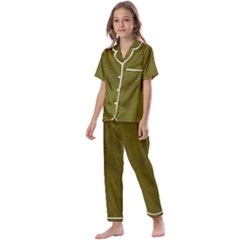 Leatherette 6 Green Kids  Satin Short Sleeve Pajamas Set