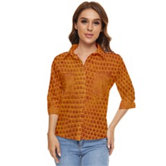 Leatherette 5 Brown Women s Quarter Sleeve Pocket Shirt