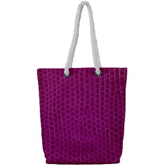 Leatherette 5 Purple Full Print Rope Handle Tote (small) by skindeep