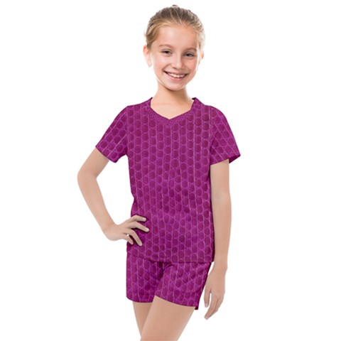 Leatherette 5 Purple Kids  Mesh Tee And Shorts Set by skindeep