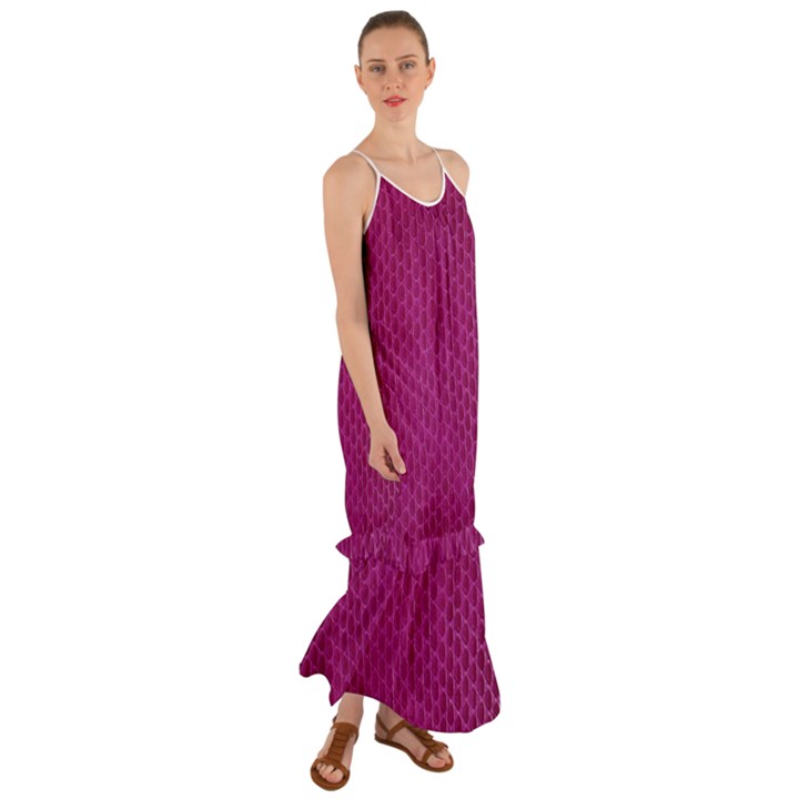 Leatherette 5 Purple Cami Maxi Ruffle Chiffon Dress