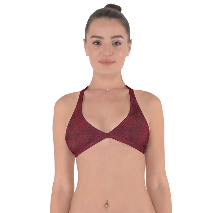 Leatherette 14 Halter Neck Bikini Top