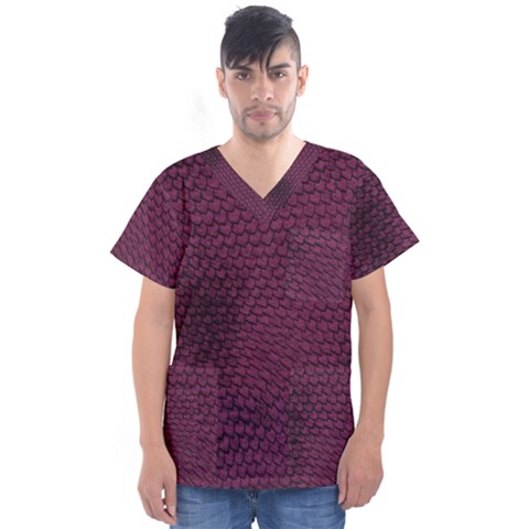 Reptile Skin Pattern 2 Men s V-neck Scrub Top by skindeep