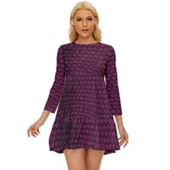 Reptile Skin Pattern 2 Long Sleeve Babydoll Dress