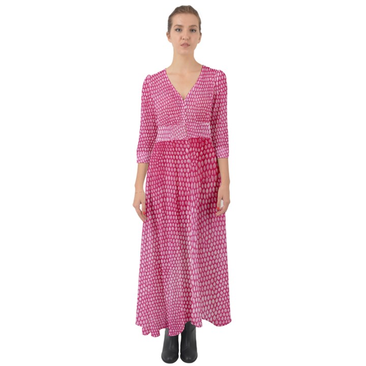 Reptile Skin Pattern 3 Button Up Boho Maxi Dress