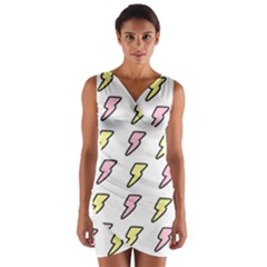 Pattern Cute Flash Design Wrap Front Bodycon Dress