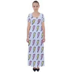 Pattern Cute Flash Design High Waist Short Sleeve Maxi Dress by brightlightarts