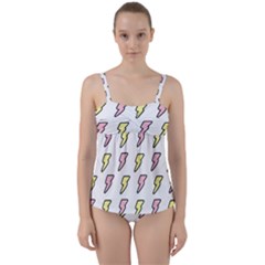 Pattern Cute Flash Design Twist Front Tankini Set by brightlightarts