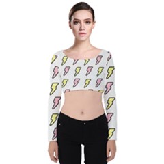 Pattern Cute Flash Design Velvet Long Sleeve Crop Top by brightlightarts