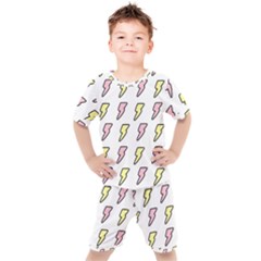 Pattern Cute Flash Design Kids  Tee And Shorts Set