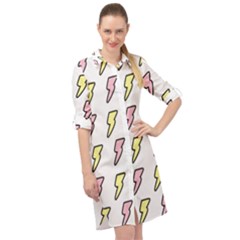 Pattern Cute Flash Design Long Sleeve Mini Shirt Dress by brightlightarts