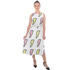 Pattern Cute Flash Design Midi Tie-back Chiffon Dress