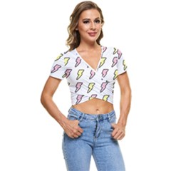 Pattern Cute Flash Design Short Sleeve Foldover Tee