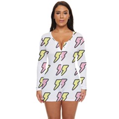 Pattern Cute Flash Design Long Sleeve Boyleg Swimsuit