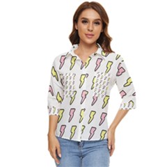 Pattern Cute Flash Design Women s Quarter Sleeve Pocket Shirt