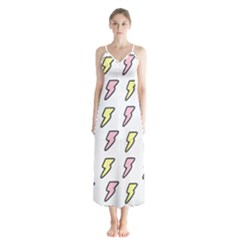 Pattern Cute Flash Design Button Up Chiffon Maxi Dress