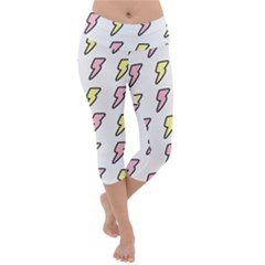 Pattern Cute Flash Design Lightweight Velour Capri Yoga Leggings