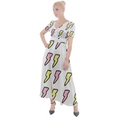 Pattern Cute Flash Design Button Up Short Sleeve Maxi Dress by brightlightarts