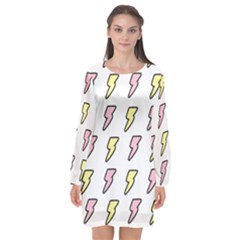 Pattern Cute Flash Design Long Sleeve Chiffon Shift Dress 