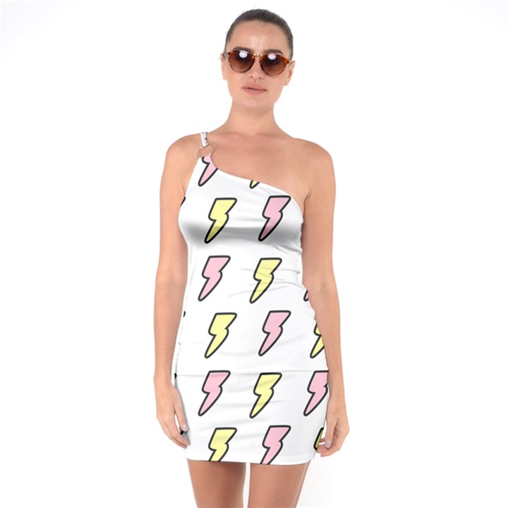 Pattern Cute Flash Design One Soulder Bodycon Dress