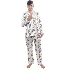 Pattern Cute Flash Design Men s Long Sleeve Satin Pajamas Set