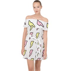 Pattern Cute Flash Design Off Shoulder Chiffon Dress by brightlightarts