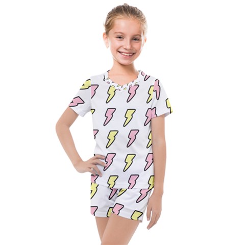 Pattern Cute Flash Design Kids  Mesh Tee And Shorts Set by brightlightarts