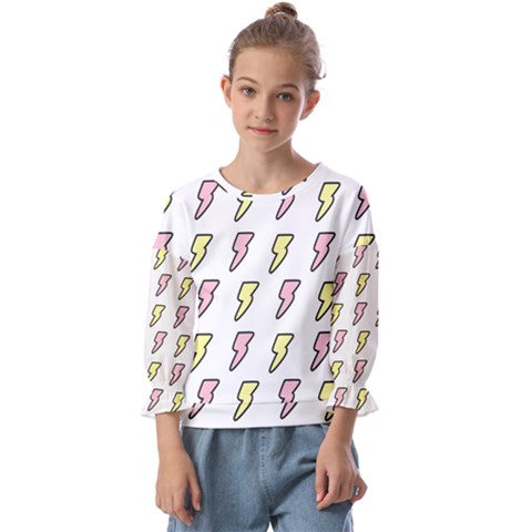 Pattern Cute Flash Design Kids  Cuff Sleeve Top by brightlightarts