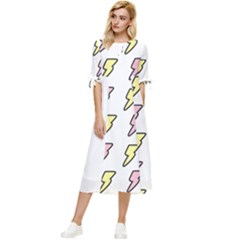 Pattern Cute Flash Design Bow Sleeve Chiffon Midi Dress by brightlightarts