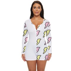 Pattern Cute Flash Design Long Sleeve Boyleg Swimsuit