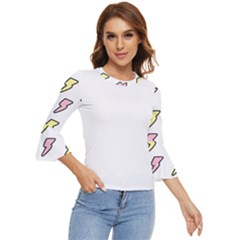 Pattern Cute Flash Design Bell Sleeve Top