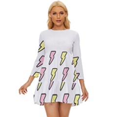 Pattern Cute Flash Design Long Sleeve Babydoll Dress by brightlightarts