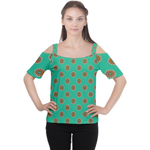 Ethnic Circular Print Cutout Shoulder Tee by designsbymallika