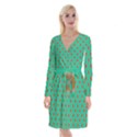 ethnic circular print Long Sleeve Velvet Front Wrap Dress View1