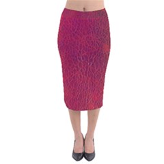 Cracked Leather 2 Velvet Midi Pencil Skirt