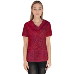 Cracked Leather 2 Women s V-neck Scrub Top