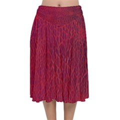 Cracked Leather 2 Velvet Flared Midi Skirt