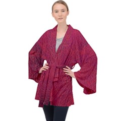 Cracked Leather 2 Long Sleeve Velvet Kimono 