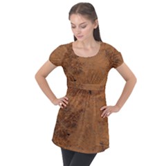 Aged Leather Puff Sleeve Tunic Top by skindeep