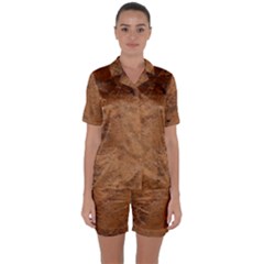 Aged Leather Satin Short Sleeve Pajamas Set