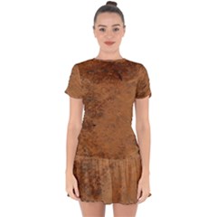 Aged Leather Drop Hem Mini Chiffon Dress by skindeep